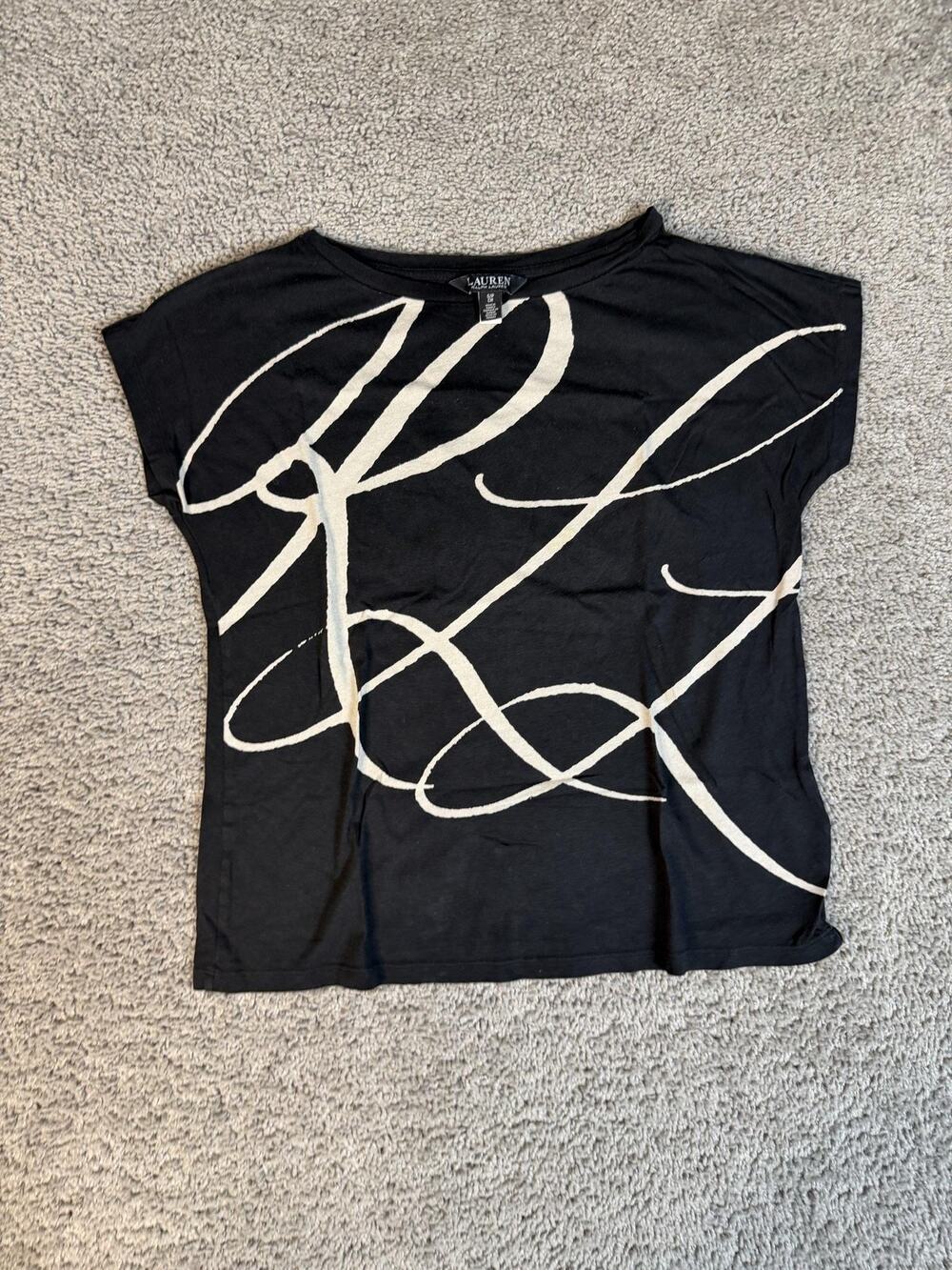 Lauren Ralph Lauren Shirt Womens S Black Dolman Sleeve Crew Neck Jersey Relaxed